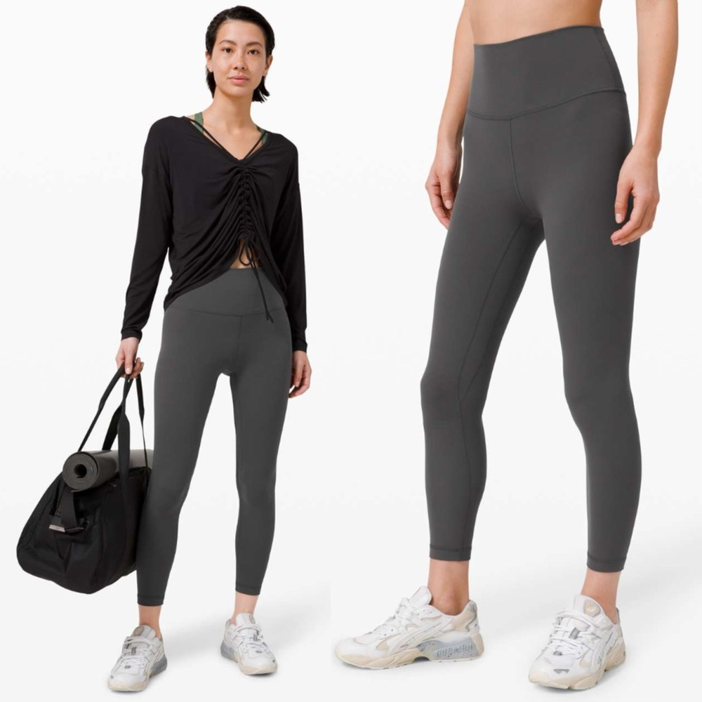 Lululemon Align Pant II 25" Graphite Grey High Rise Cropped Leggings, Sz 6